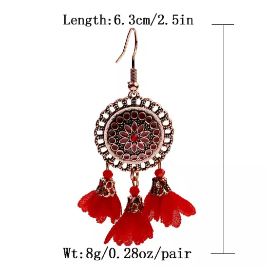 Fashion Women Bohemian Earrings Long Tassel Fringe Drop Dangle Ear Stud Jewelry