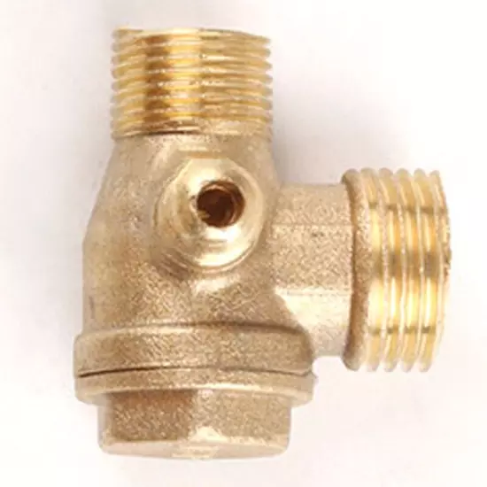 Gold Air Compressor 3-Port Brass Male Threaded Check Valve Connector Tools 1 Pcs