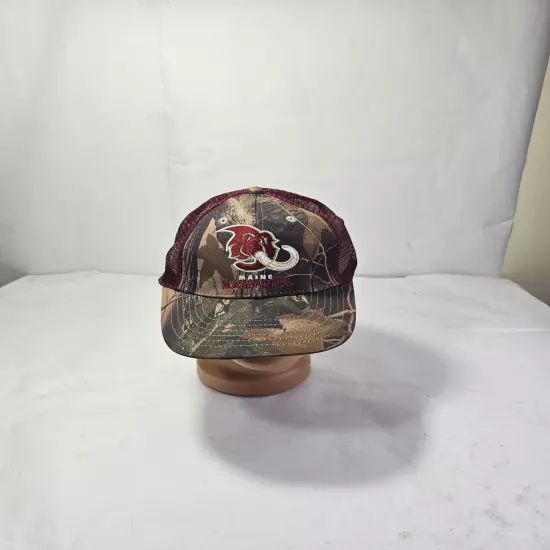 Maine Mammoths Camouflage Maroon Snapback Baseball Trucker NAL Hat