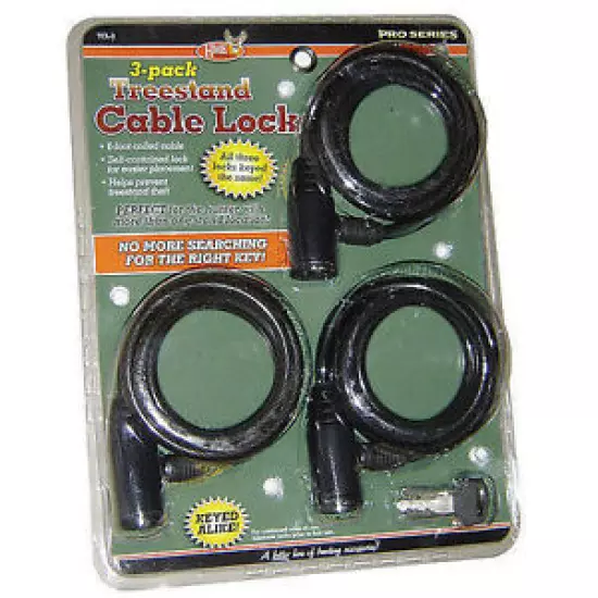 HME Treestand Cable Lock Keyed 6' 3/pk.