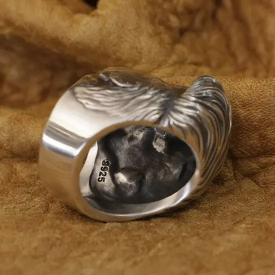 LINSION 925 Sterling Silver USA President Mens Punk Ring TA377A US 7~16