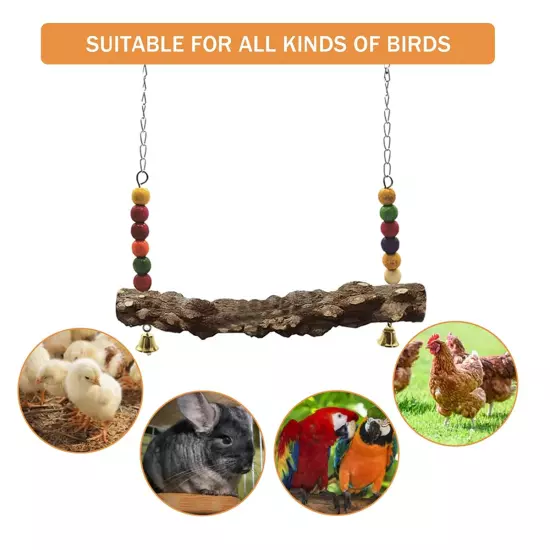 4 Pack Chicken Bird Swing,Natural Wooden Swing Toys,Wood Stand for Chick,3031