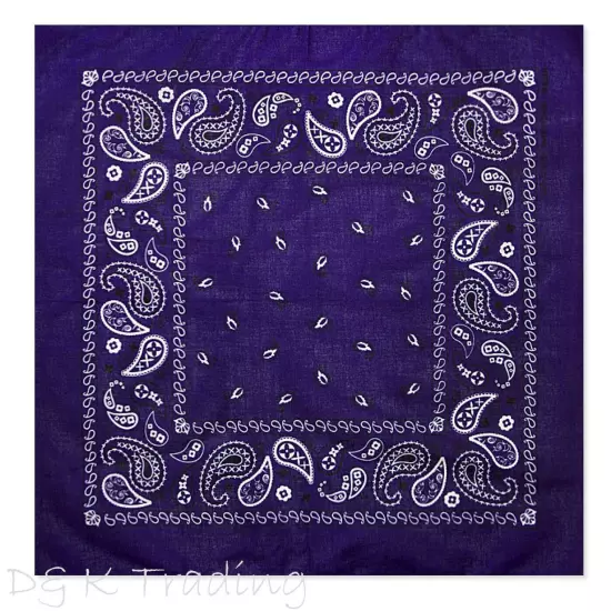 108 Pack Unisex Wholesale Paisley 100% Cotton Double Sided Print Bandanas Bulk