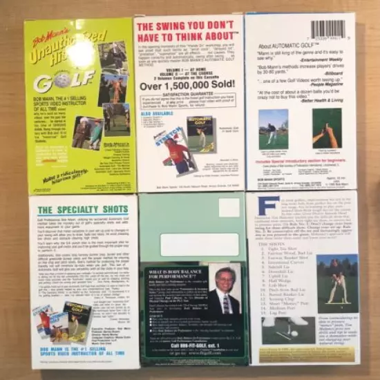 Lot of 6 Golf Sports Instructional VHS Bob Mann Golf Digest Body Balance 