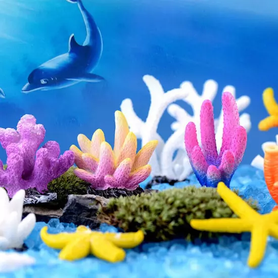 Aquarium Decorations 11 Pieces Colorful Coral Reef Set Eco-friendly Natural R...