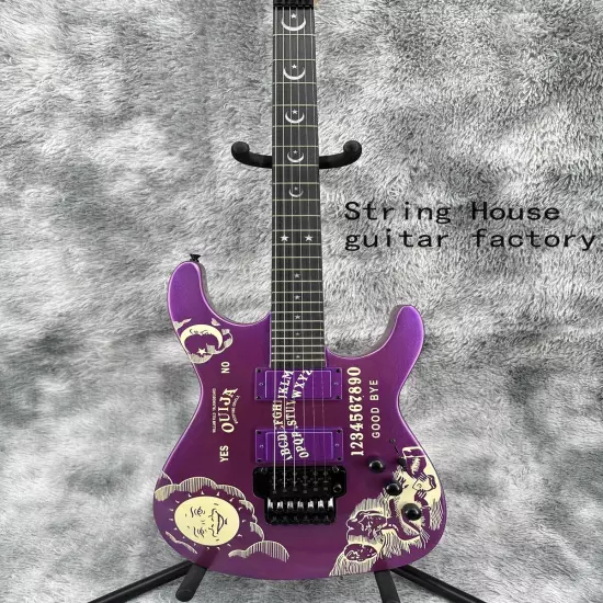 ST Custom Purple Ouija Electric Guitar Black Part Basswood Body High Quality