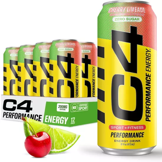 C4 Original Sugar Free Energy Drink 16Oz (Pack of 12) | Cherry Limeade | Pre Wo