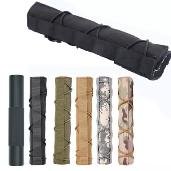 Military Tactical Airsoft Pouch Muffler Sleeve Hunting Suppressor Silencer Cover