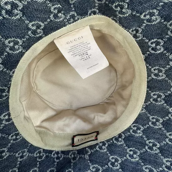 Gucci Eco Washed Gg Denim Wide Brim Hat Large