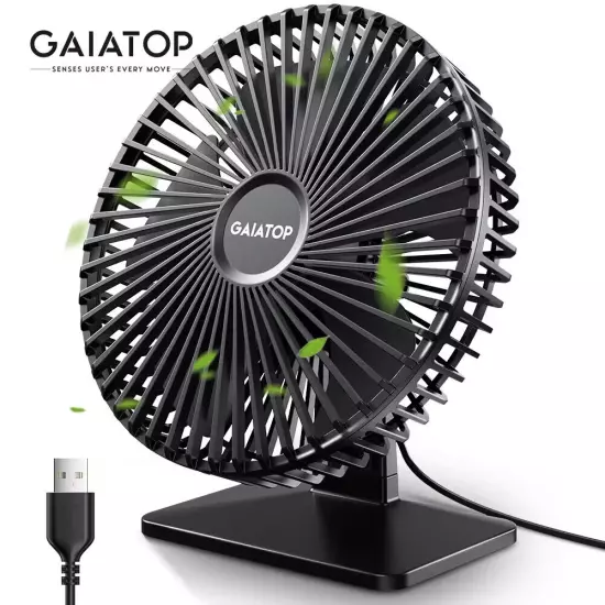 GAIATOP Portable USB Desk Fan-Adjustable Cooling with 4 Speed Modes Home Office