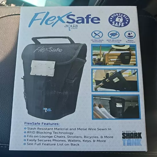 FlexSafe by Aqua Vault Anti-Theft Personal Portable Safe Black Bag New