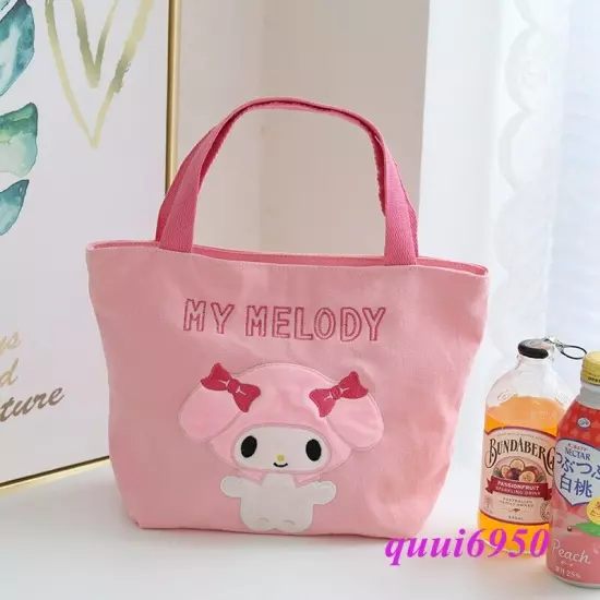 Women Girl My Melody Cinnamoroll Kuromi Handbag Tote Canvas Lunch Storage Bag