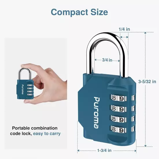 1 Pack Combination Lock 4 Digit Locker Lock Outdoor Waterproof Padlock for Schoo