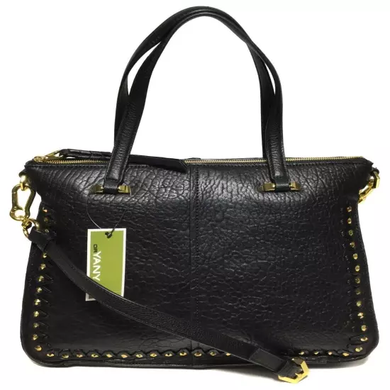 NWT orYANY Leather/Suede Satchel, Black, Adjustable/Detachable Strap MSRP $489