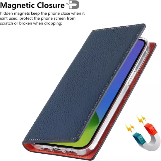 Compatible with iPhone 15 Pro Max Wallet Case RFID Blocking Leather Magnetic