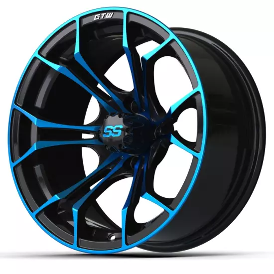 Golf Cart GTW 15x7 Black w/ Blue Spyder Wheel | 3:4 Offset 4/4 Pattern