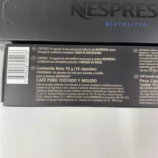 LOT x120 NESPRESSO VERTUO DIAVOLITTO Espresso Capsules Coffee Pods 1.35 Oz