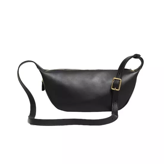 Madewell The Sling Crossbody Leather Bag in True Black NWT