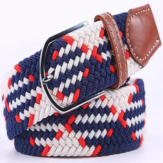 Mens Womens Belt Unisex Braided Elastic Stretch Fabric Enduring Woven Many Sizes