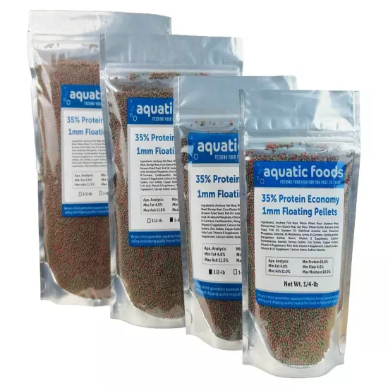 1mm - 1/32" 35% Protein Economy Floating Pellets for Tropicals & More. WL