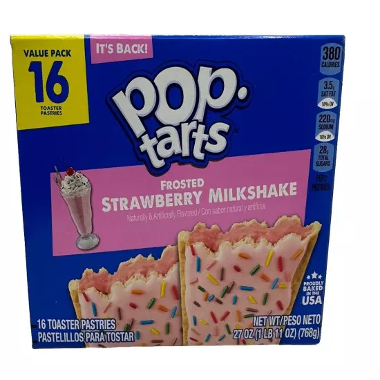 POP TARTS | FROSTED STRAWBERRY MILKSHAKE FLAVOR | 16 CT | 27 OZ BOX |