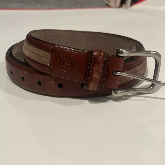 Tommy Bahama mens 2 tone brown belt genuine top grain leather 44