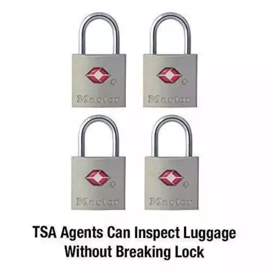 Set Of 4 007 Master Lock TSA Approved XFG Luggage Locks With Keys. Keyed Alike