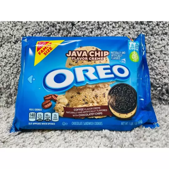 Oreo Java Chip Flavor Chocolate Sandwich Cookies Chips Family Size Lot Of 2