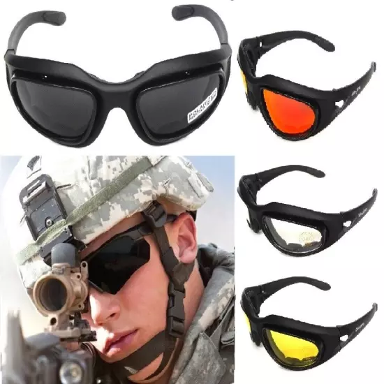 Air Soft Combat Tactical Military Ballistic Shooting Safety Glasses 4 Lens