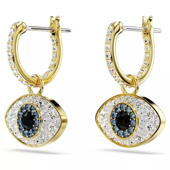 NEW SwarovskiSymbolica Evil Eye Drop Earrings Blue w/Gold-Tone Plate