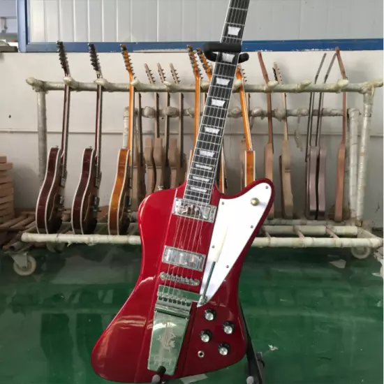 Custom Firebird Electric Guitar Red Mini Pickups Jazz Chrome Hardware Guitar