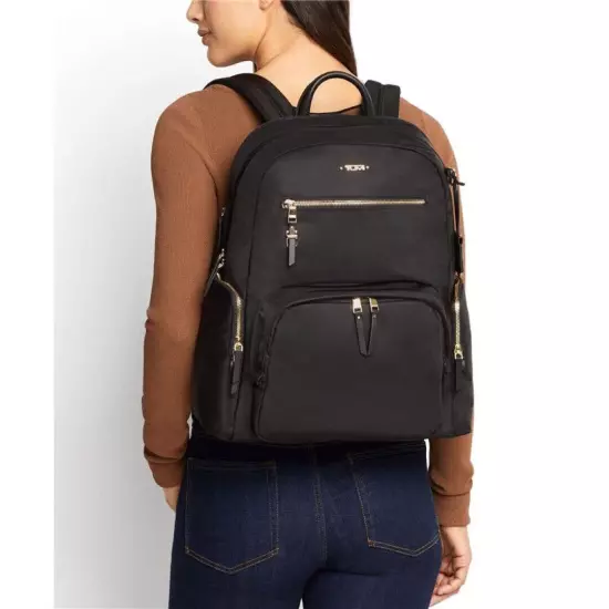 TUMI Voyageur Backpack Carson Ladies Black Nylon & Leather Bag Casual Outlet