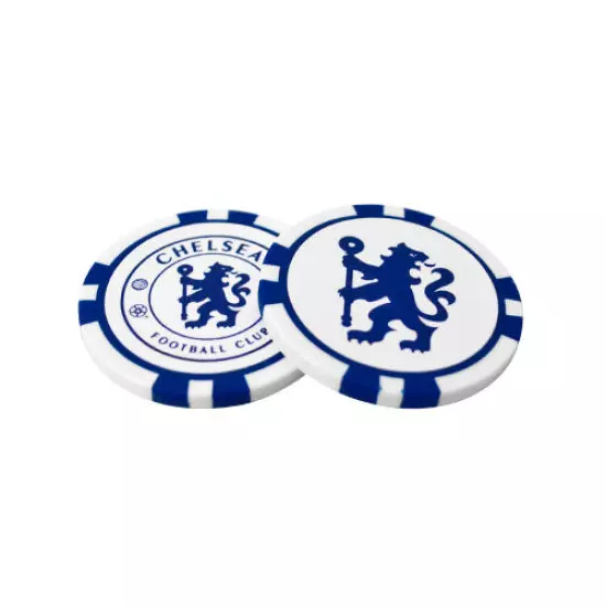 CHELSEA FC 2 POKER CHIP GOLF BALL MARKERS IN GIFT SET