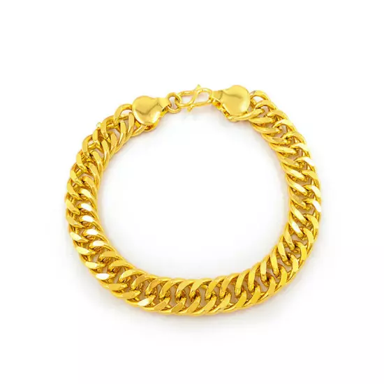 Cool 24K Yellow Gold Plated 10mm 8" Thick Cuban Chains Bracelet for Men 