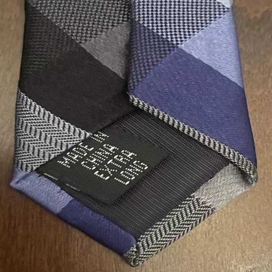 Joseph Abboud Blue Black Gray 100% Silk Men’s Neck Tie Made In China Extra Long