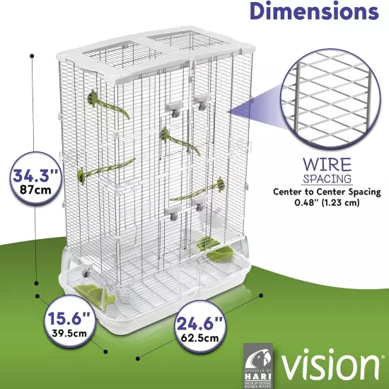 Vision M02 Wire Bird Cage, Home for Parakeets, Finches and Medium, White 