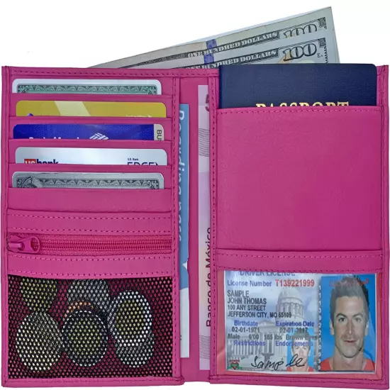 RFID Blocking Genuine Leather Travel Passport Wallet Holder