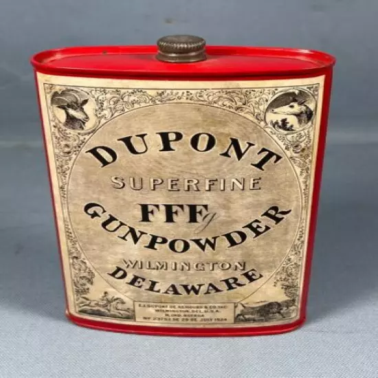 ANTIQUE DUPONT SUPERFINE FF GUNPOWDER TIN PAPER LABEL - PRISTINE CONDITION!