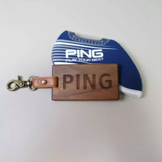 Golf bag brand laser US Walnut Tree wood name tag engraving name & phone number 