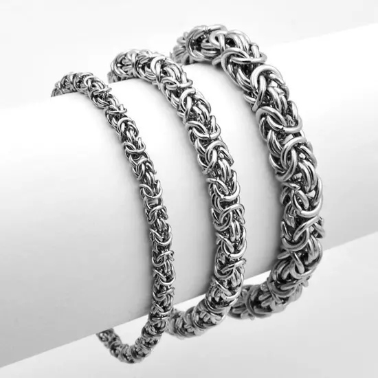 6/8/10mm High Quality Stainless Steel Silver Byzantine Chain Men/Women Bracelet