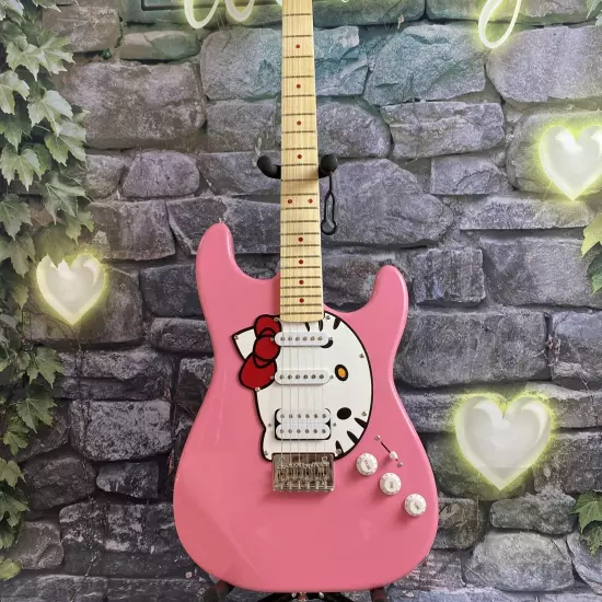 Hello Kitty Stratocaster Electric Guitar SSH Pickup Basswood body Fast delivery