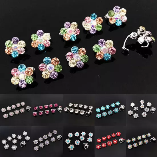 10PC Mini Claw Clamp Sweet Girls Hair Clip Metal Rhinestone Crystal Flower WOMEN