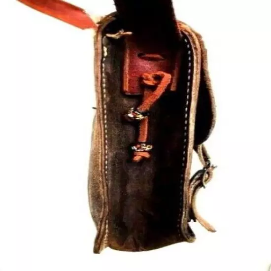 Saddle Bag Style Mountain Man Possibles Bag, Glass Bead Adornments, Latigo Leath