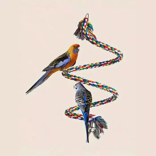 Colorful Parrot Perch Stand Toy with Stretchable Function for Bird Cage