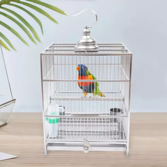 Drawer-Type Stainless Steel Bird Cage Large Supply Cage 36*36*43cm +2 Food Bowls