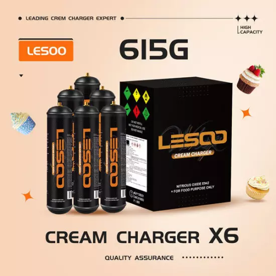 Whipped Cream Chargers Cannister 615g LesooWhip Pure Food Grade 6 Tank BIG SALE