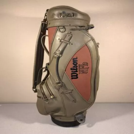 Vintage Wilson Golf NFL Pigskin Leather Cart Bag With Cover Made In USA