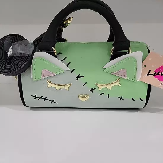 BETSEY JOHNSON Frankenstein Kitty Crossbody Bag NWT Mini Barrel Halloween Purse 