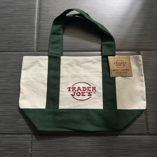 NEW Limited Edition Trader Joe's Mini Canvas Tote Bag - GREEN (FAST SHIPPING) ✅