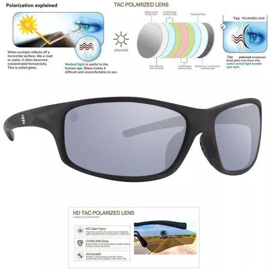 Polarized Sports Sunglasses Outdoor Cycling Driving Fishing Glasses UV400 Wrap